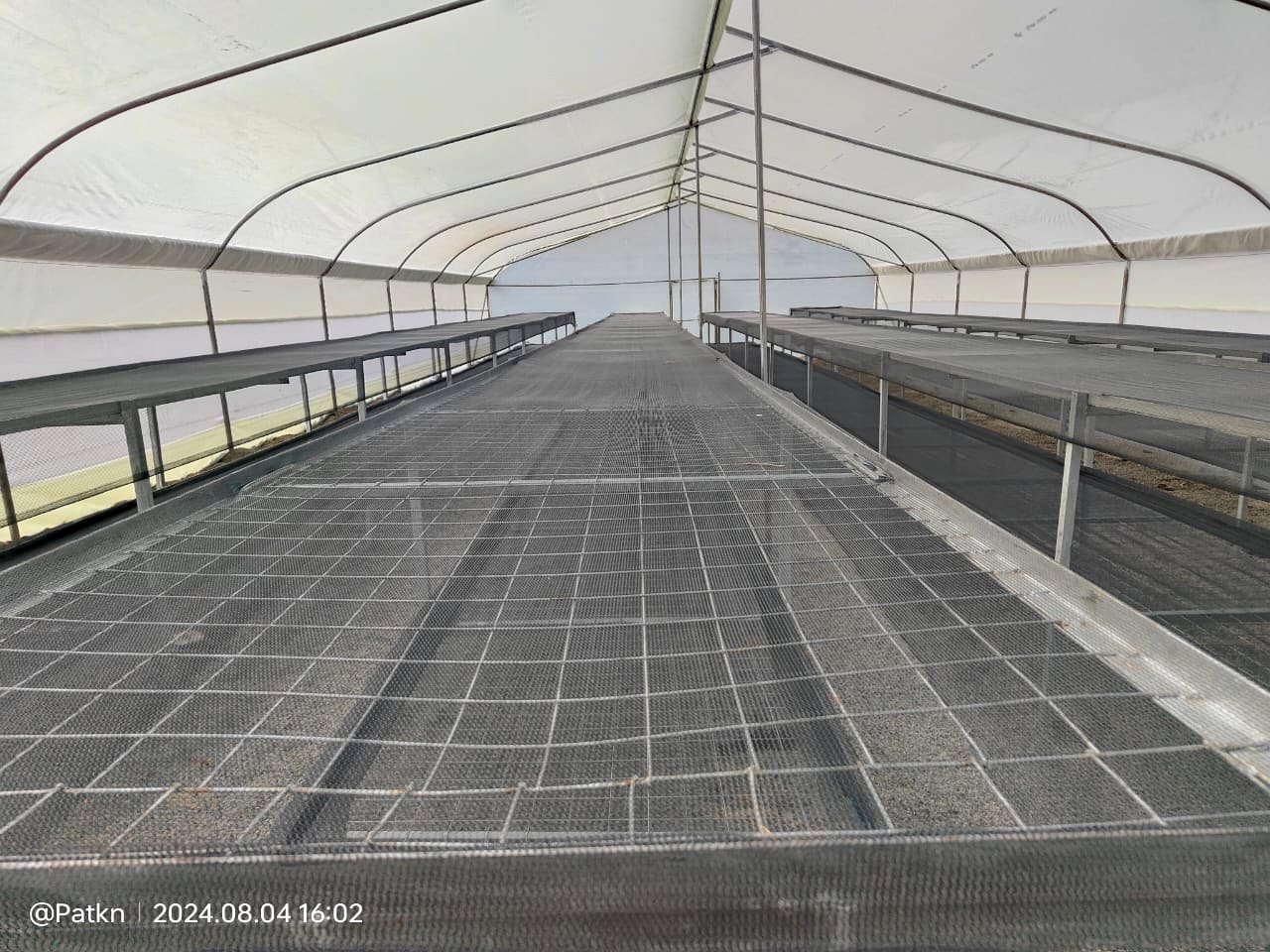 Empty solar drier interior with mesh beds